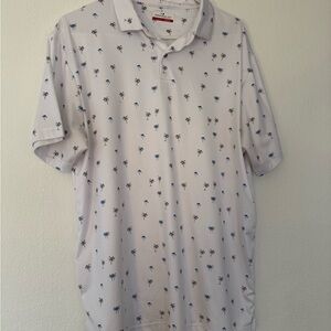 Grand Slam White Golf Polo with Palm Tree Pattern